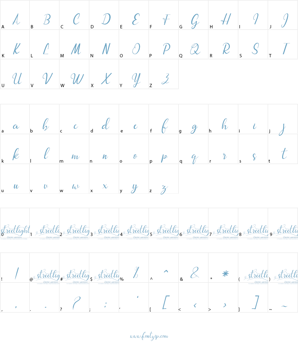 streetlight demo version italic Font Character